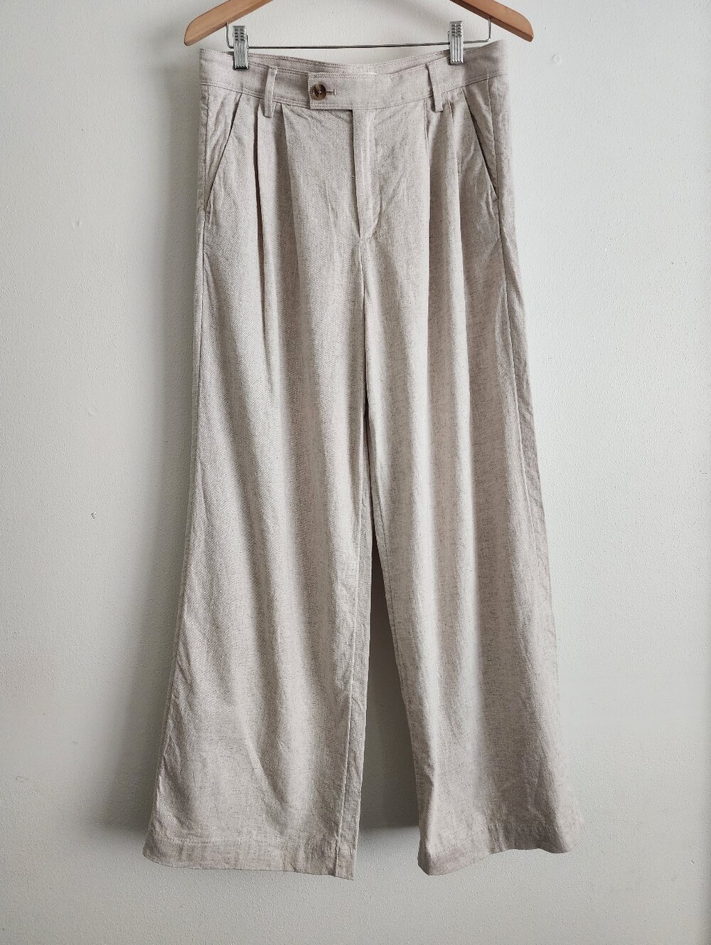 Banana Republic Factory Flax Linen Blend Pleated Wide Leg Pants Size 8 Trouser - Picture 3 of 16